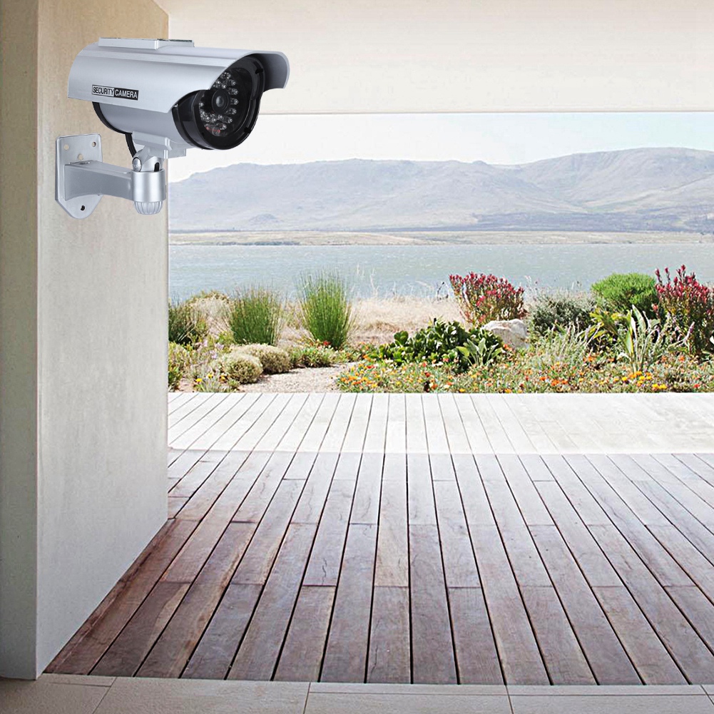 Solar Powered Fake Camera Outdoor CCTV Surveillance Security Camera LED Re KRI✈️