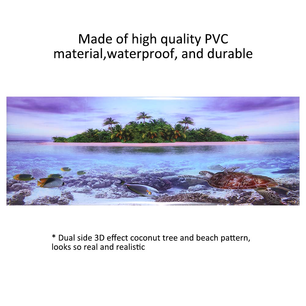 3D Effect Adhesive Coconut Tree Beach Poster For Aquarium Fish Tank Decora KRI✈️