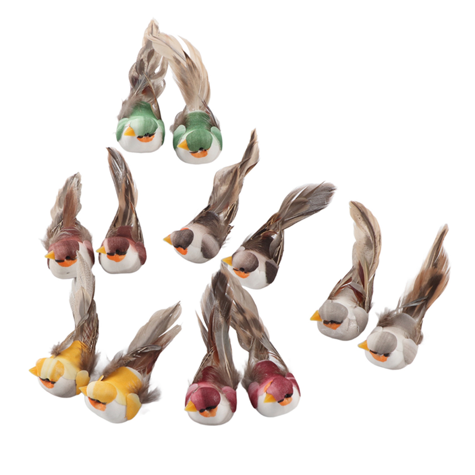12Pcs Simulation Foam Bird Artificial Bird Decor With Clip Fixing Home Gar KRI✈️