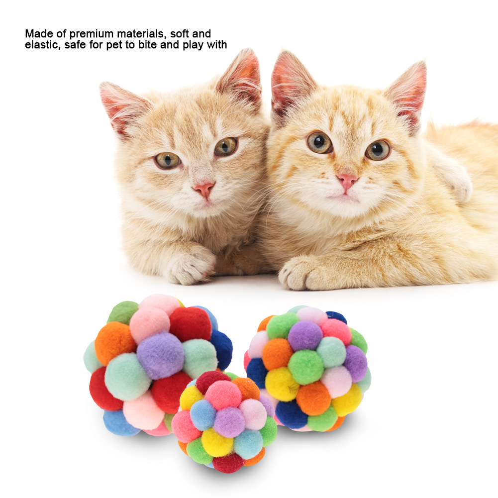 Pet Colorful Plush Toy Playing Ball Dog Puppy Cat Exercise Interactive Tra KRI✈️