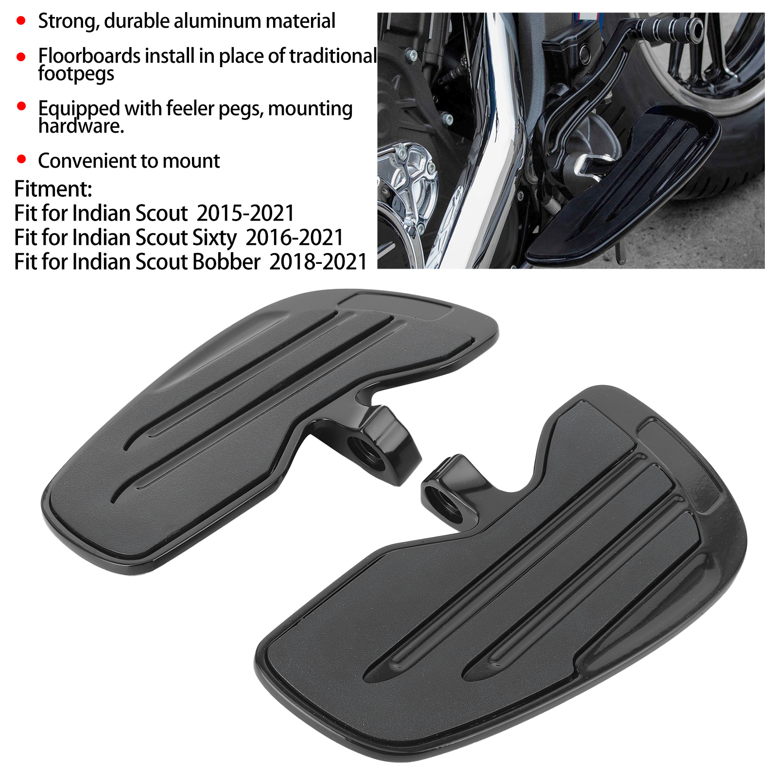 ❄ Aluminum Front Rider Floorboards Foot Pegs Footboard Fits For Indian