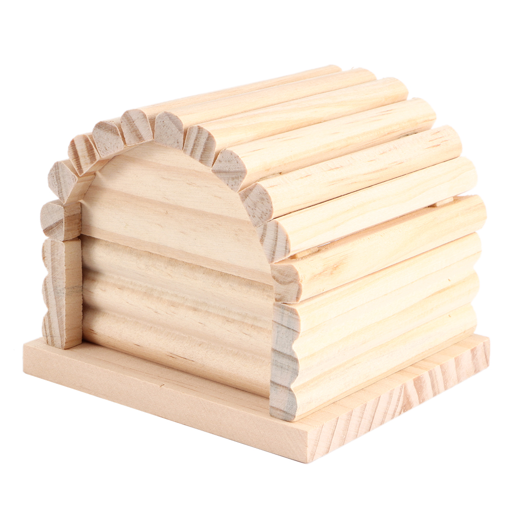 Hamster Toy Wooden Villa Natural Wood House Ladder Arched Hamster Hideout KRI✈️