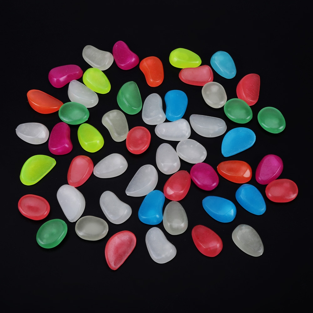 50pcs Glow In The Dark Artificial Luminous Pebbles Stone Aquarium Fish Tan KRI✈️