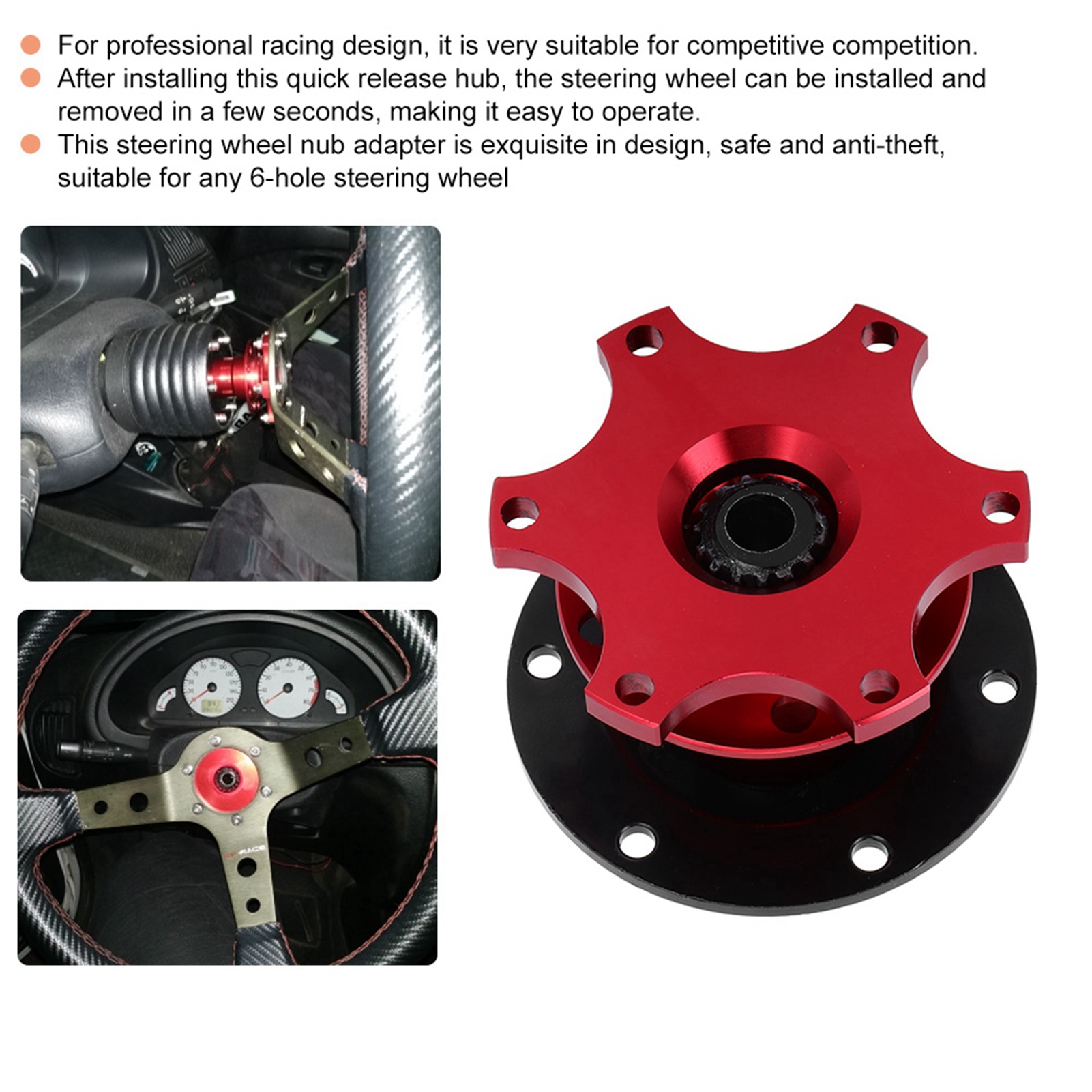 Universal 6 Hole Steering Wheel Quick Release Disconnect Hub Adapter Kit C KRI✈️