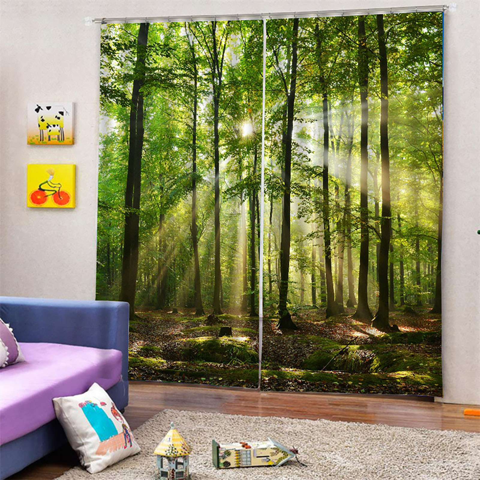 Forests Sunlight Printing Shading Curtains For Balcony Bedroom Drawing Roo KRI✈️