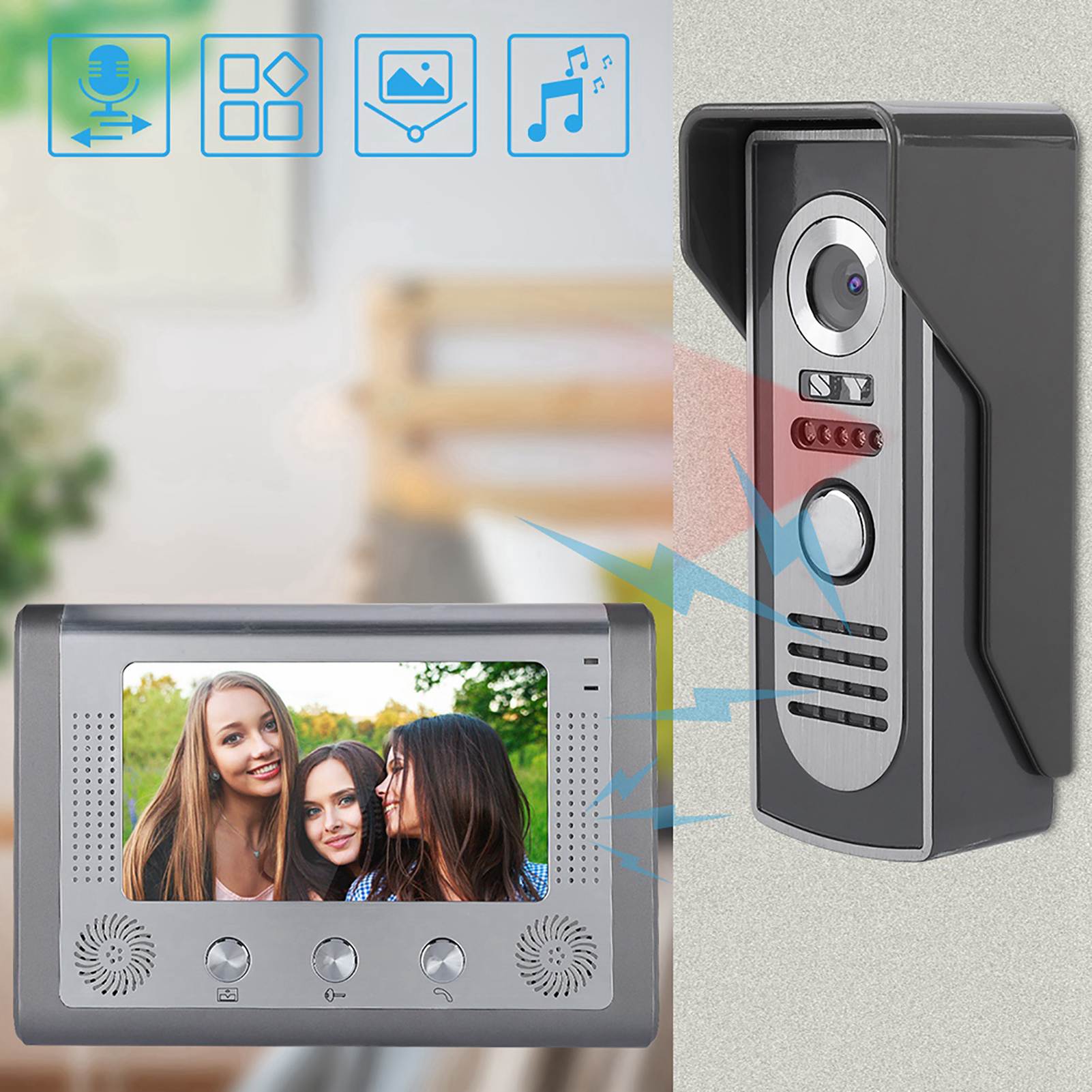 7inch Wired Photo Shooting Touch Screen Video Intercom Doorbell Door Phone KRI✈️