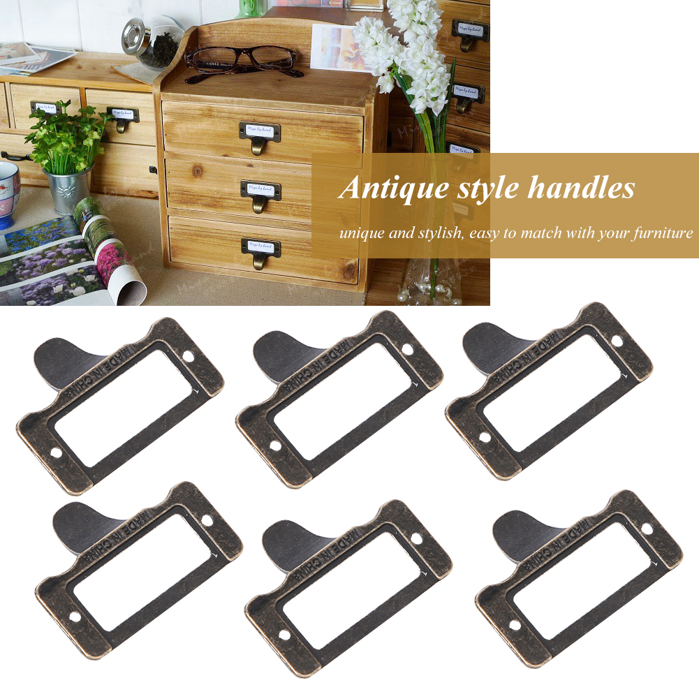 6PCS Bronze Label Pulls Frame Handle File Name Card Holder Medicine Cabine KRI✈️