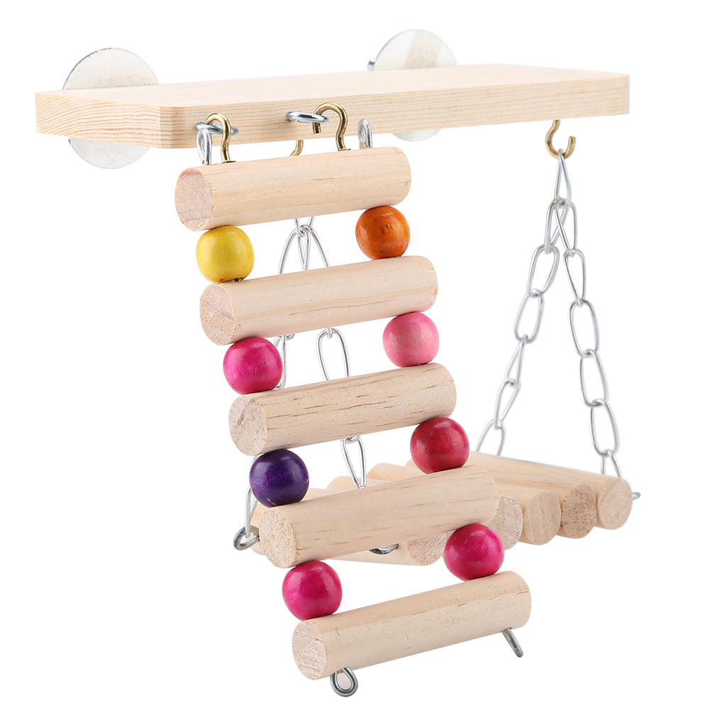 3pcs Wooden Squirrel Bird Toy Springboard Swing Ladder Cage Accesso KRI✈️