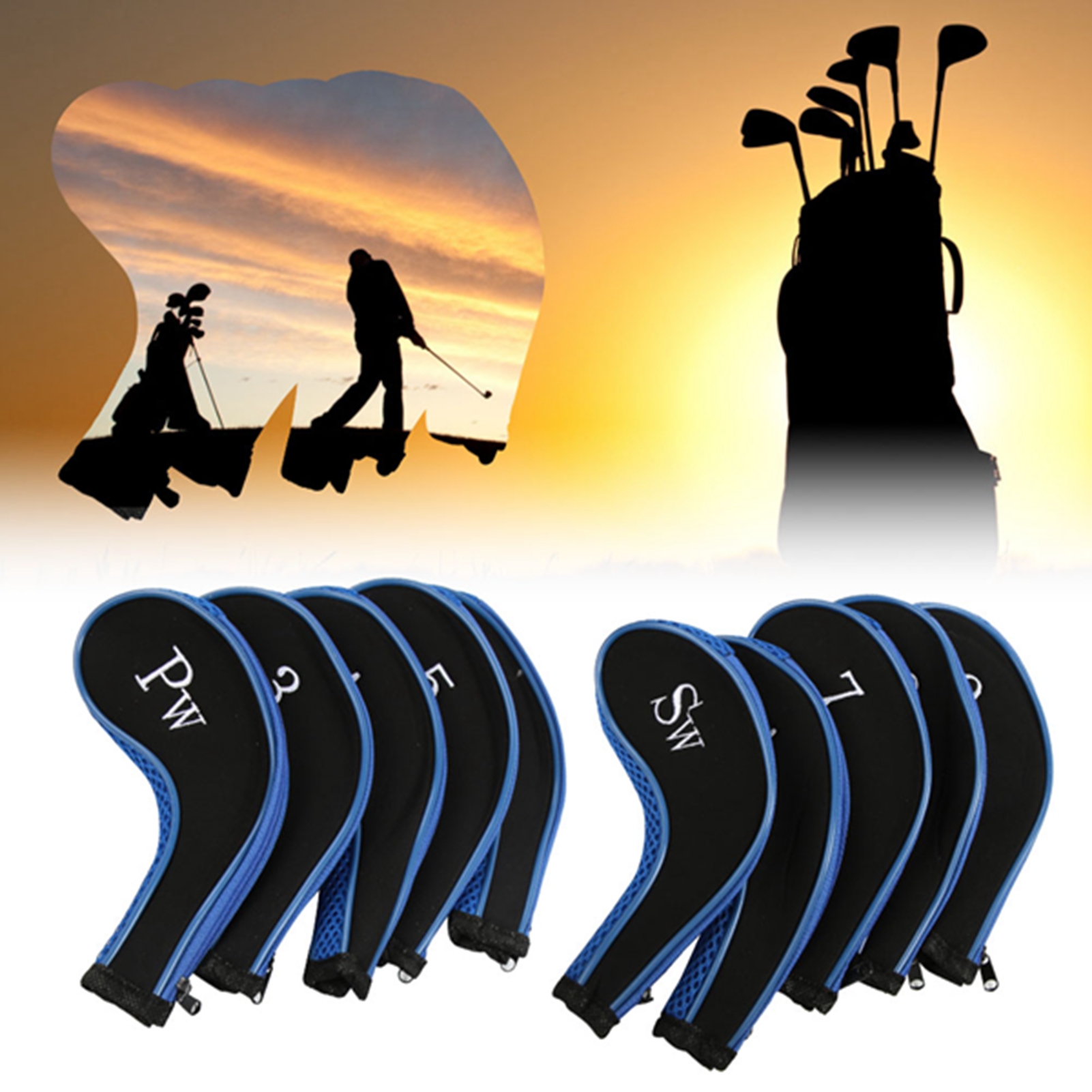 10pcs Neoprene Club Iron Head Covers Putter Set Protector Case A KRI✈️