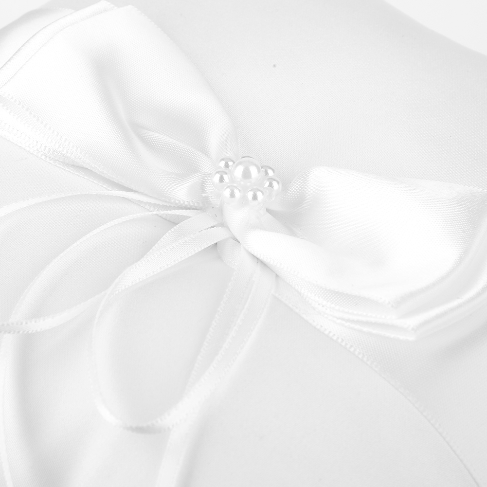 White Satin Bowknot Ring Bearer Pillow Holder Wedding Ring Pillow With Sim KRI✈️