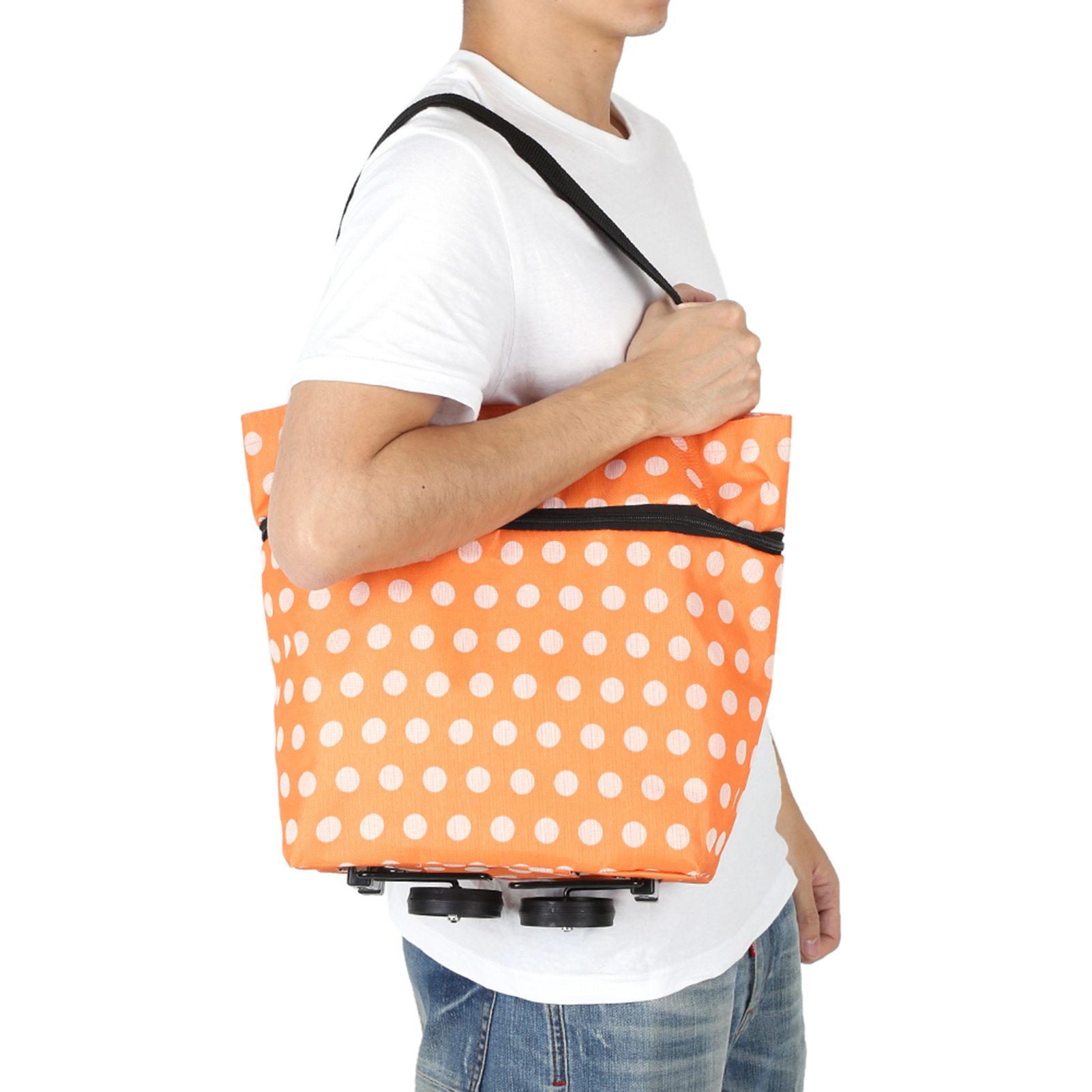 Oxford Cloth Material Foldable Dual Purpose Wheel Rolling Shopping Bag KRI✈️