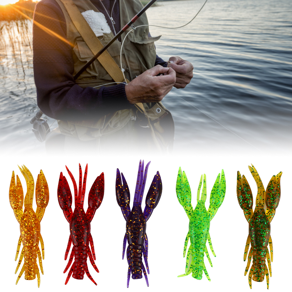 30PCS PVC Five Colours 7.5cm 5.5g Artificial Crawfish Fishing Lures Soft B KRI✈️