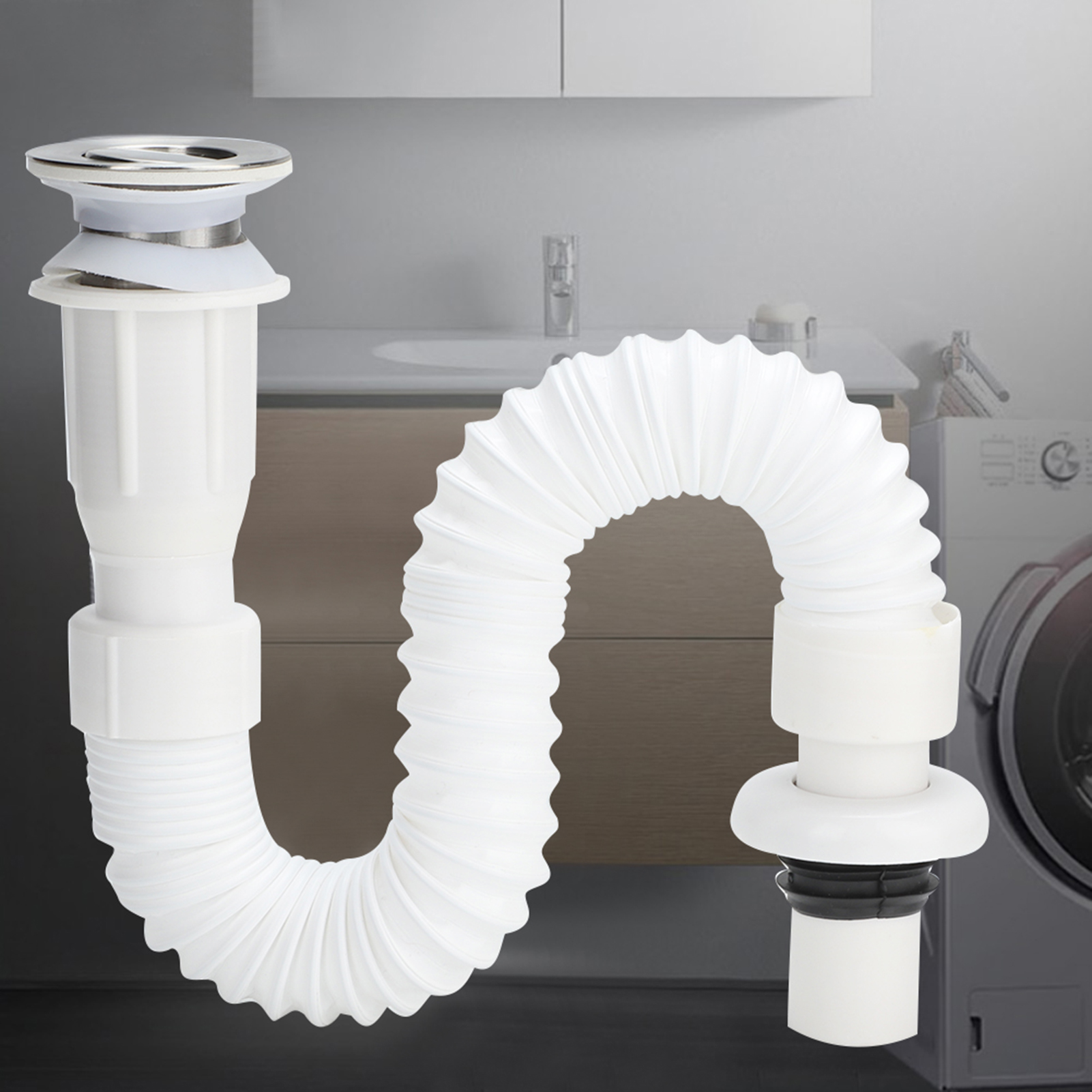 2Pcs Flap Type Flexible Bathroom Basin Water Drain Hose Pipe Draining Acce KRI✈️