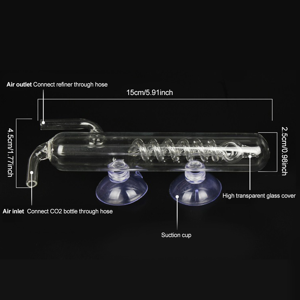 High Transparent Crystal Glass Aquarium Bubble Counter Screw Fish Tank CO2 KRI✈️