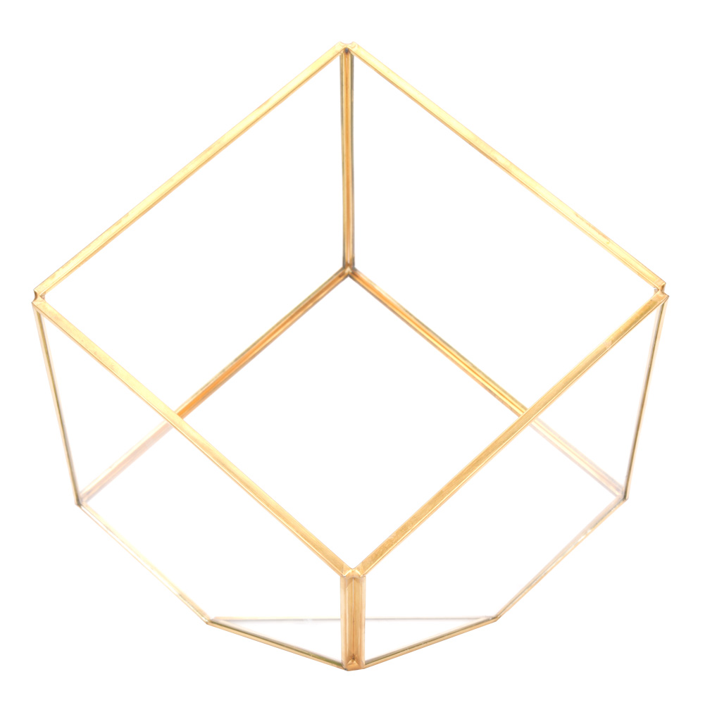 Gold Geometric Shape Succulents Plant Flowerpot Glass Planter Landscape Ho KRI✈️