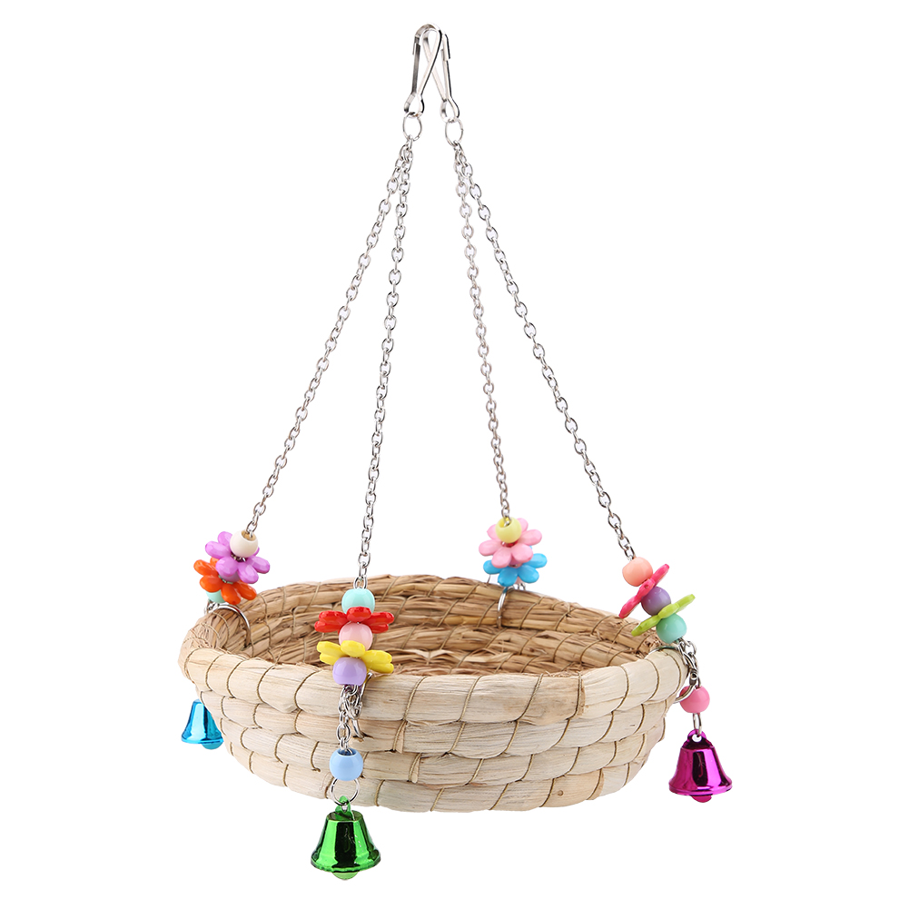 Safe Straw Durable Bird Toy Swing Hanging On Birdcage KRI✈️