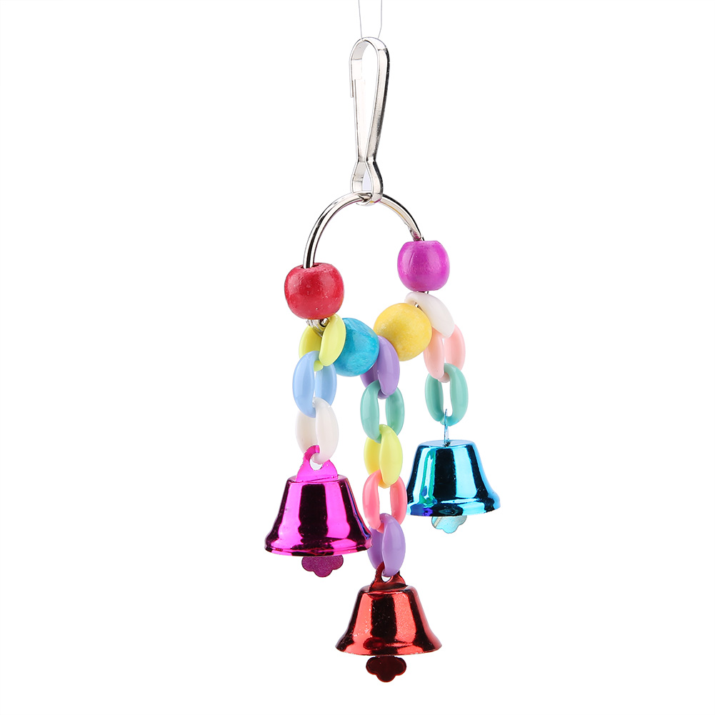 6pcs/Set Colorful Wooden & Metal Pet Bird Swing Toy Bells Cage Hang KRI✈️