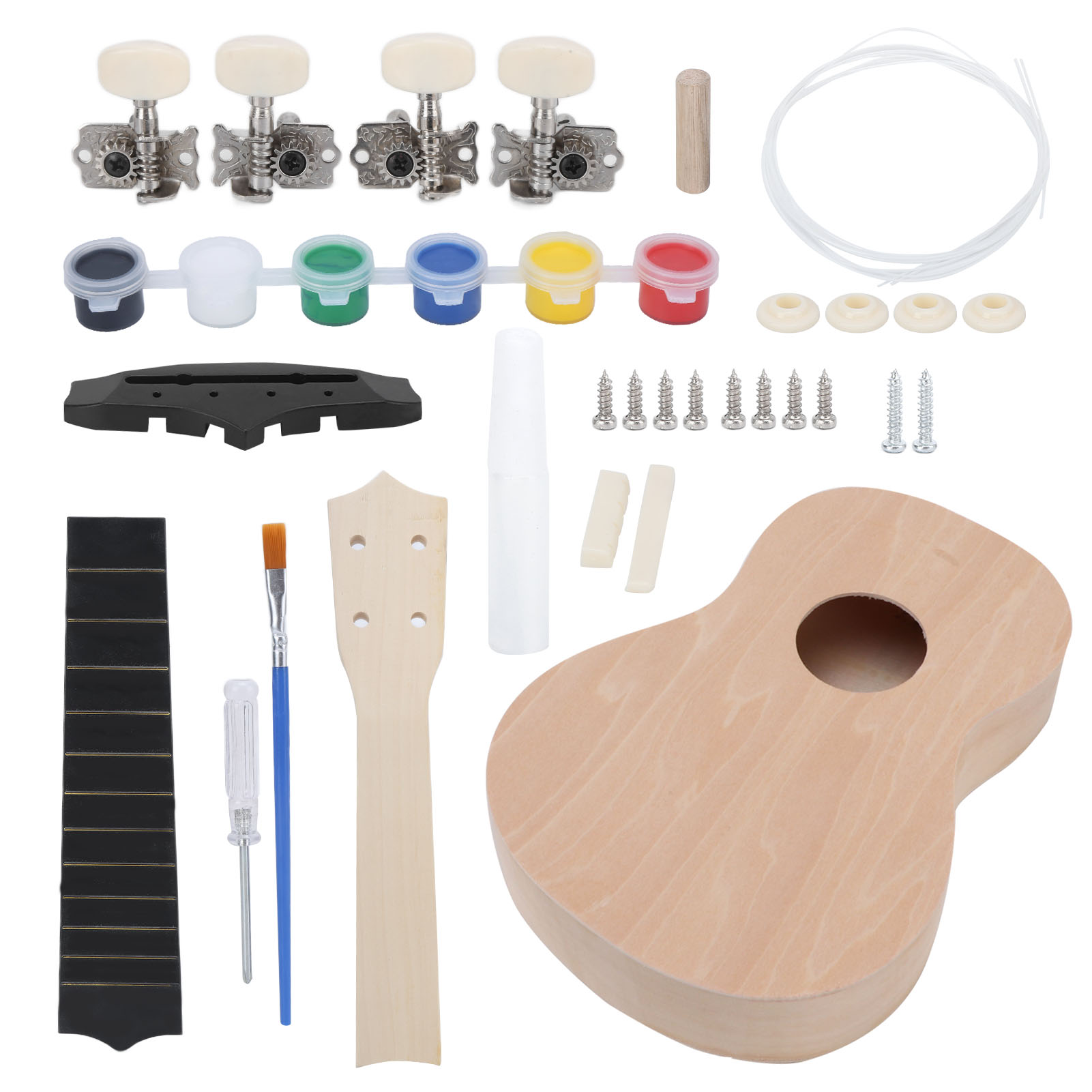 DIY Ukulele Kit Fun Flexible For Children Basswood 21in