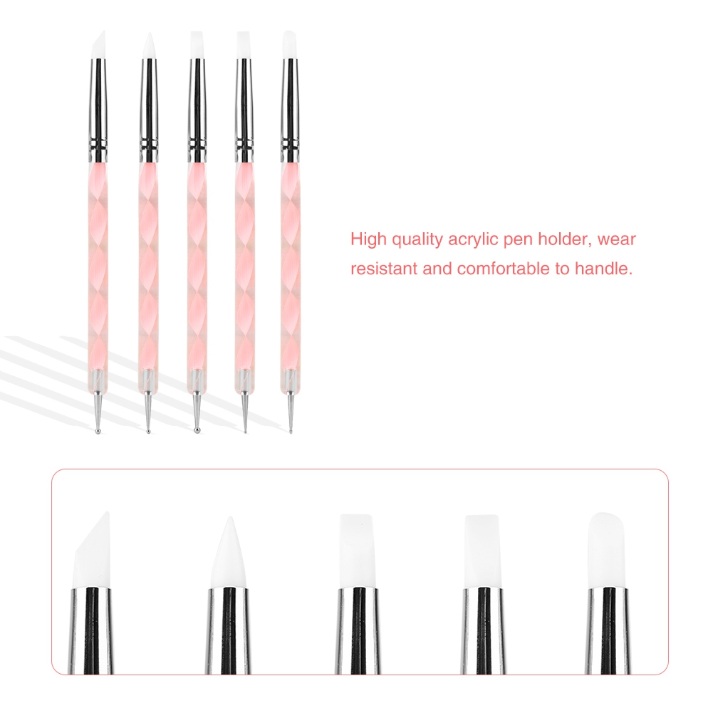 5pcs Double Head Clay Sculpting Tool Nail Pottery Silicone Dotting Brush P KRI✈️