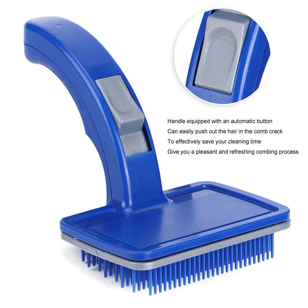 Plastic Blue Pet Automatic Hair Removal Open Knot Comb Cleaning Grooming S KRI✈️