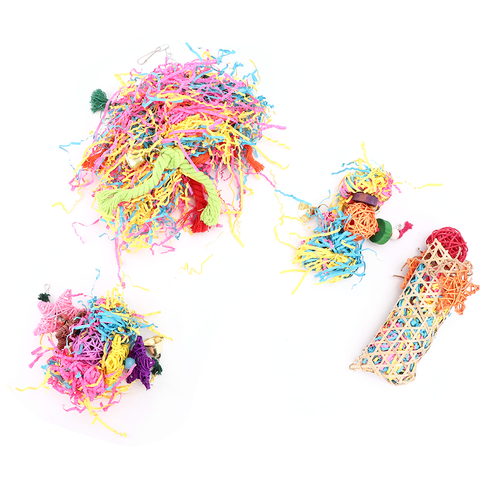 Colorful Climbing Toys Bird Hanging Cage Chewing Toys With Bell For KRI✈️