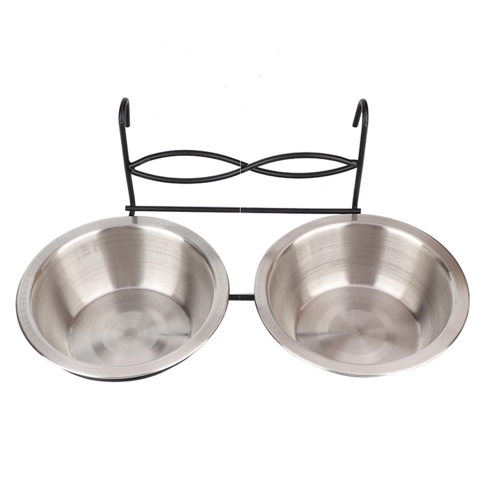 Stainless Steel Dual Hanging Food Water Bowl Feeder With Hook For Cat Pet KRI✈️