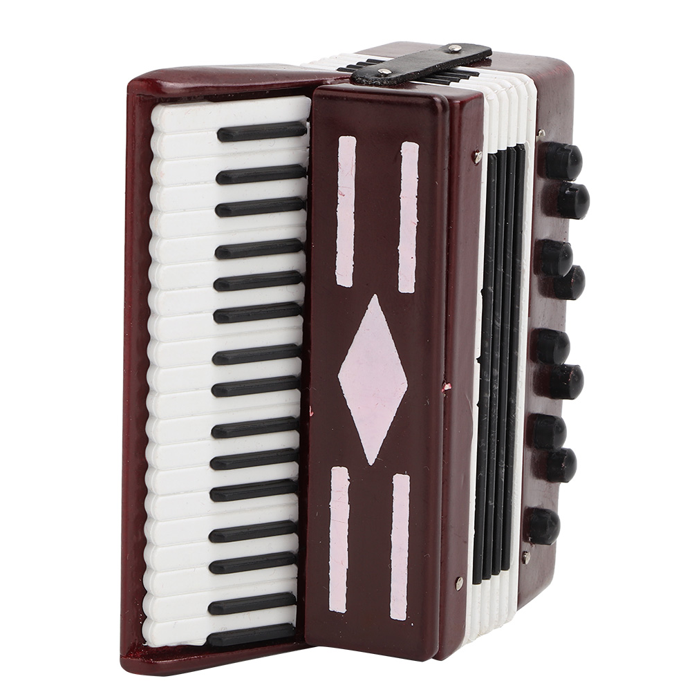 6CM Miniature Wooden Red Accordion Model Instrumental Model With Delicate KRI✈️