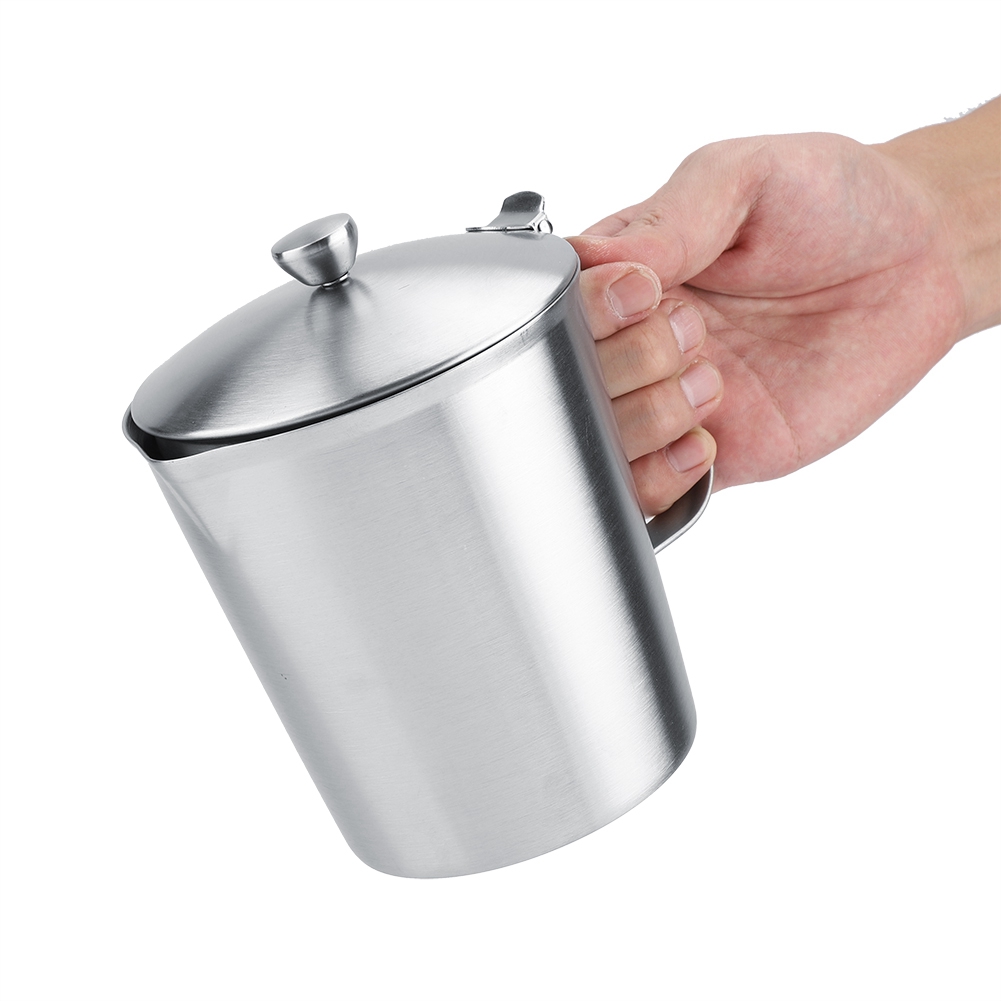 Stainless Steel Milk Frothing Pitcher Coffee Cup Mug With Cover & Measurem KRI✈️