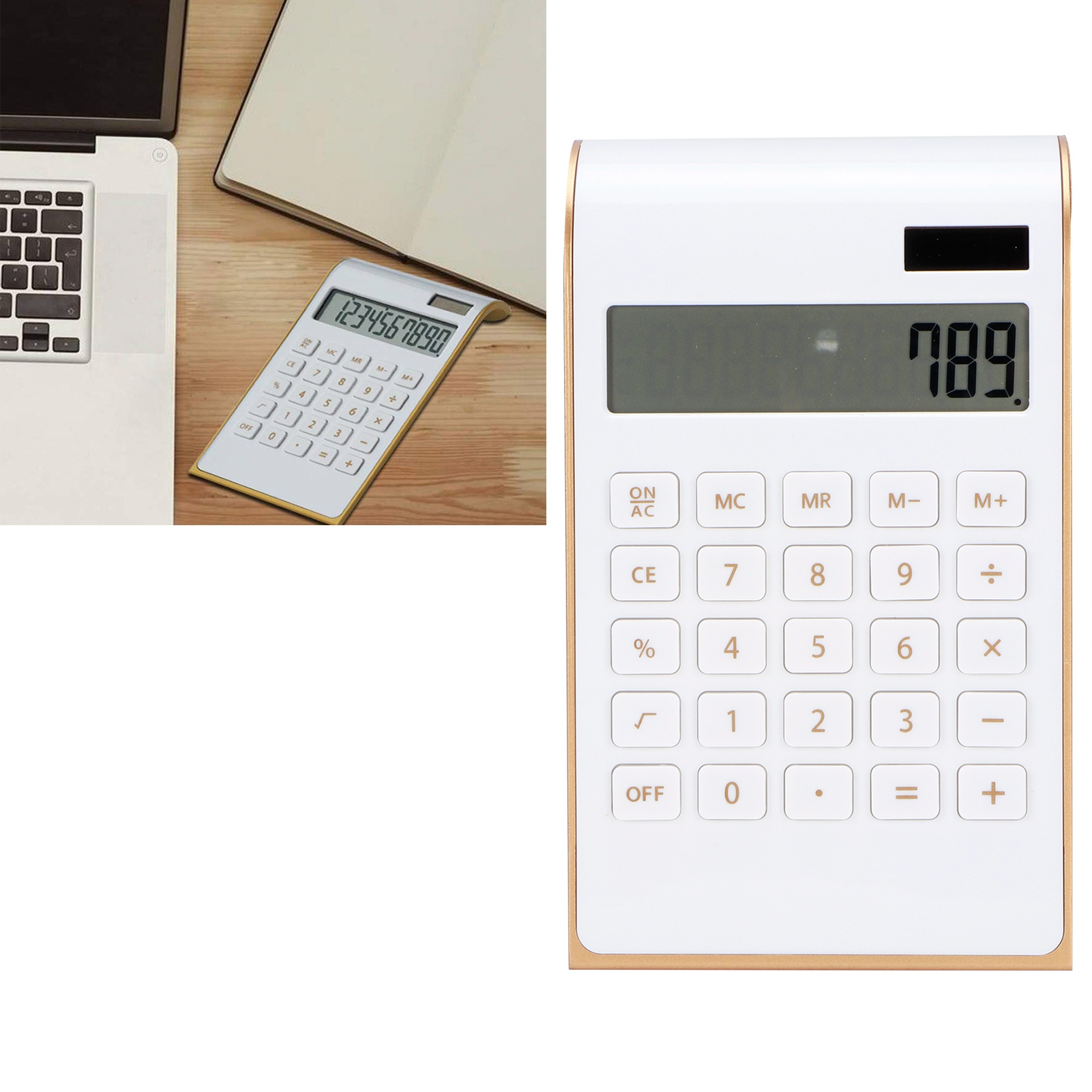 (White)114x190x37mm Business Calculator 10 Digits Financial Calculator Solar