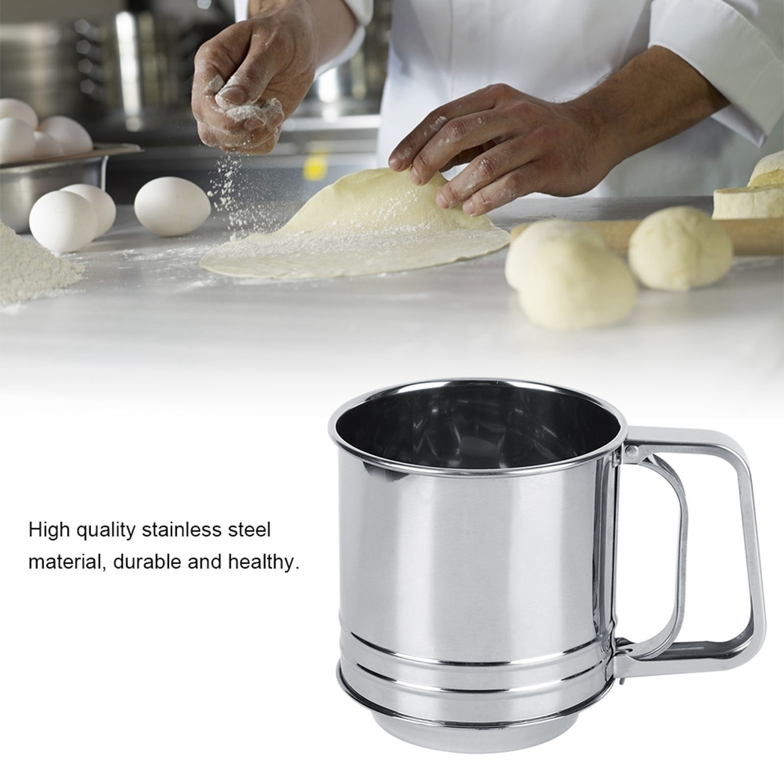 Hot Stainless Steel Handheld Manual Flour Sifter Sieve Strainer Kitchen Baking