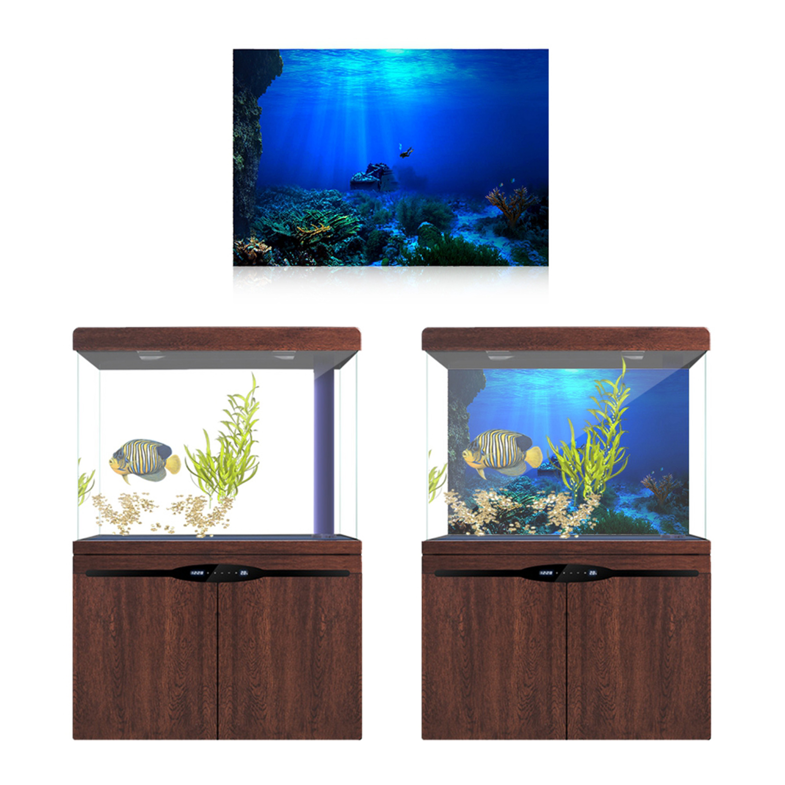Adhesive Seaworld Background Poster For Aquarium Fish Tank Decoration 122 X 5 UK