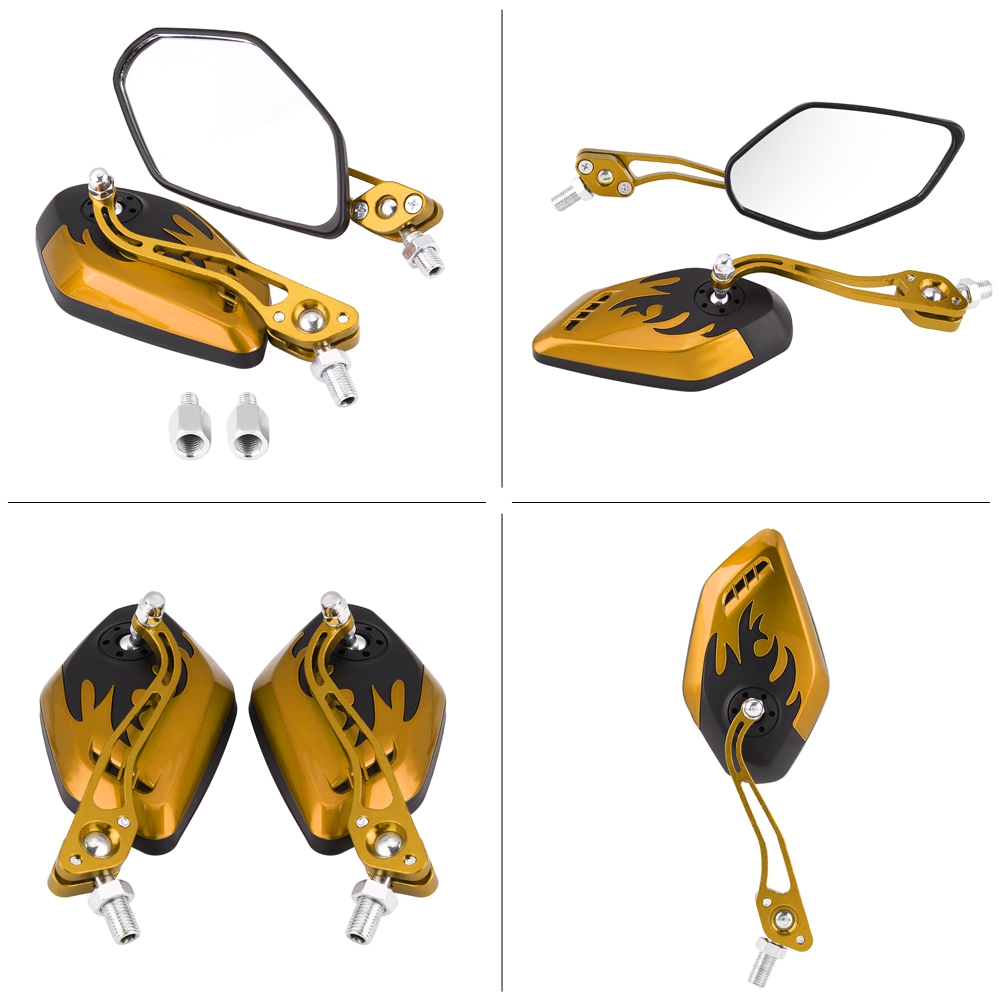 1 Pair Of 8mm 10mm Universal Motorcycle Scooter Aluminum Flame Pattern Rea KRI✈️