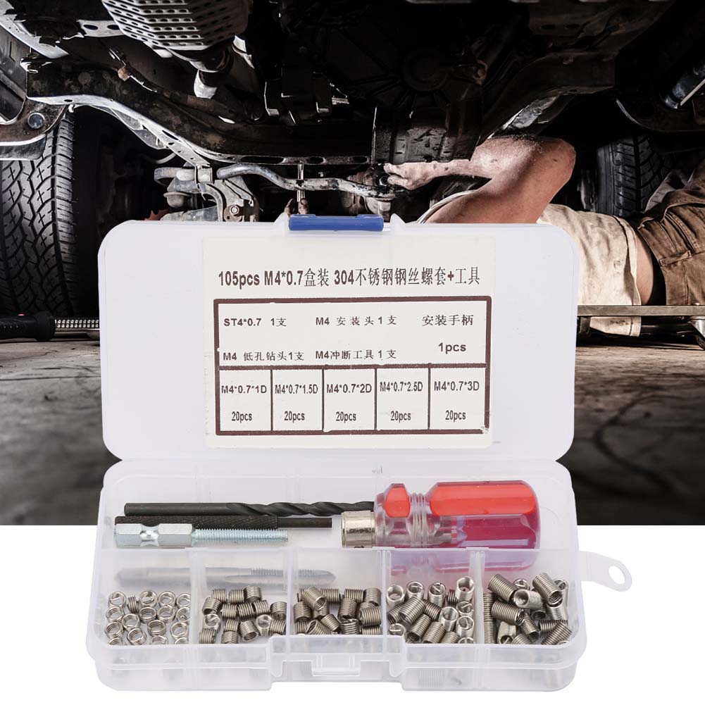 105Pcs Set Stainless Steel Wire Screw Sleeve Thread Repair Insert Kit Tool KRI✈️