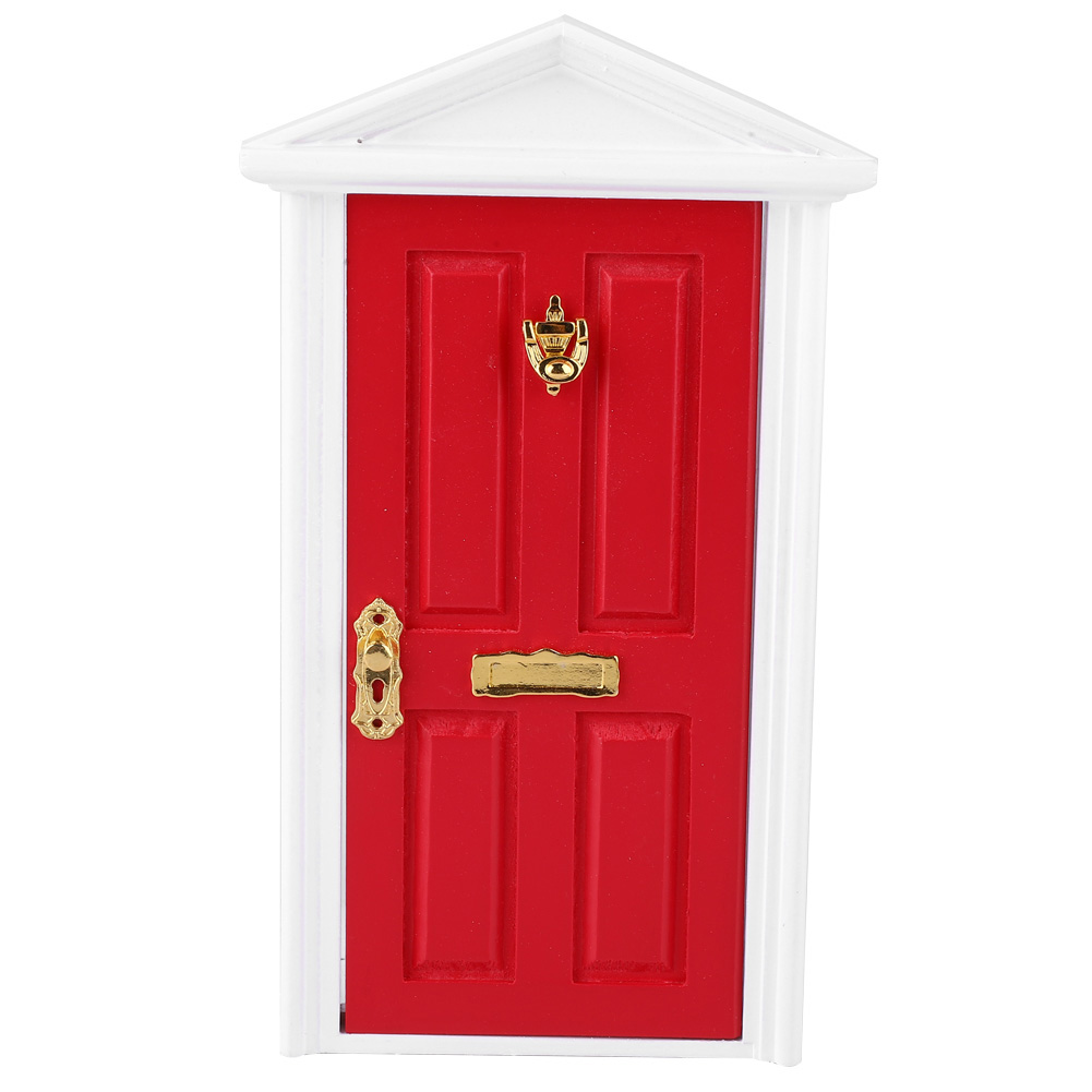 1: 12 Doll House Miniatures Wooden Door Children Funny Toy Gift Decor (Red KRI✈️