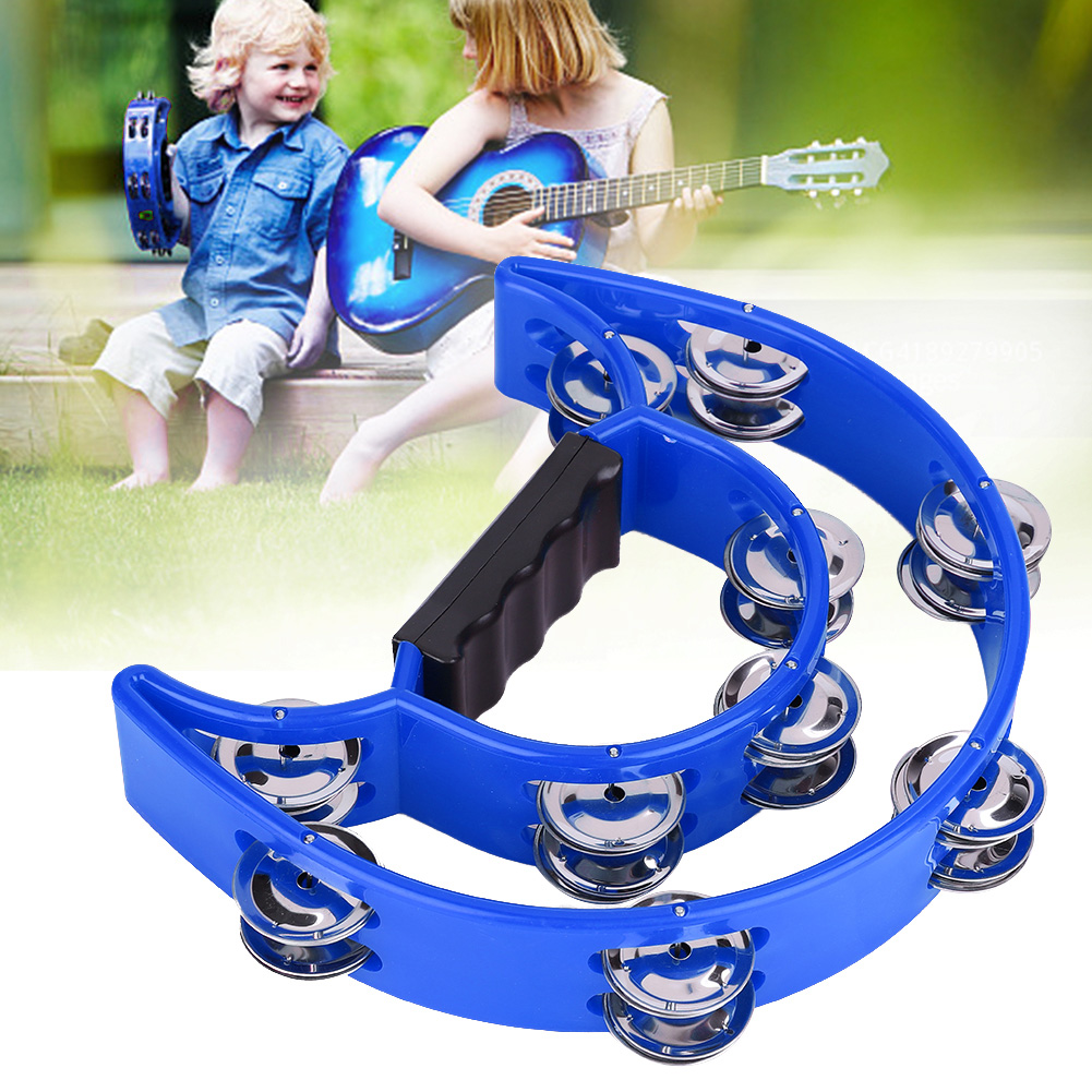 Double Row Jingles Handbell Tambourine Percussion Musical Instrument(Blue) KRI✈️