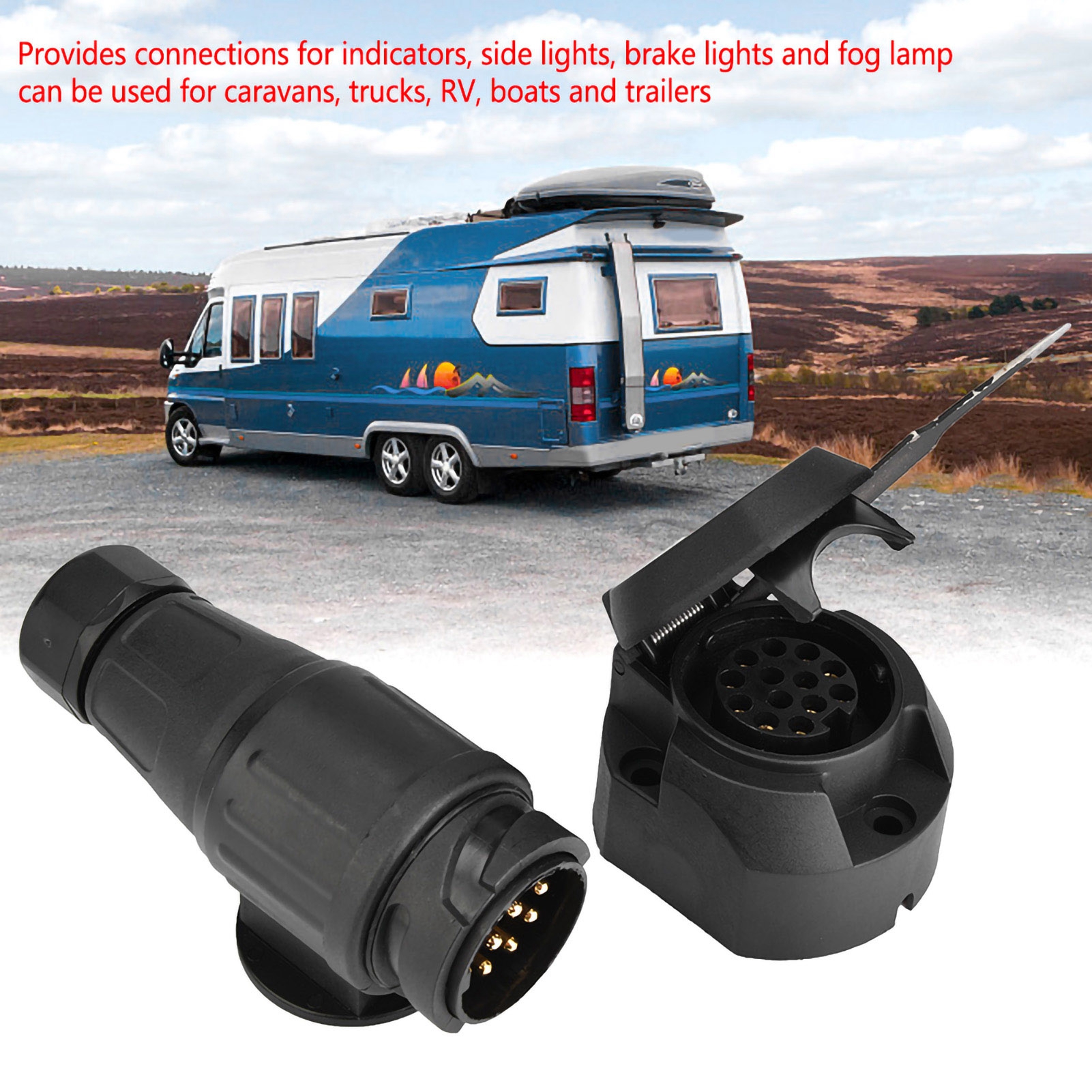 12V 13Pin Trailer Plug Socket Connector Adapter Bracket For Trailer Carava KRI✈️