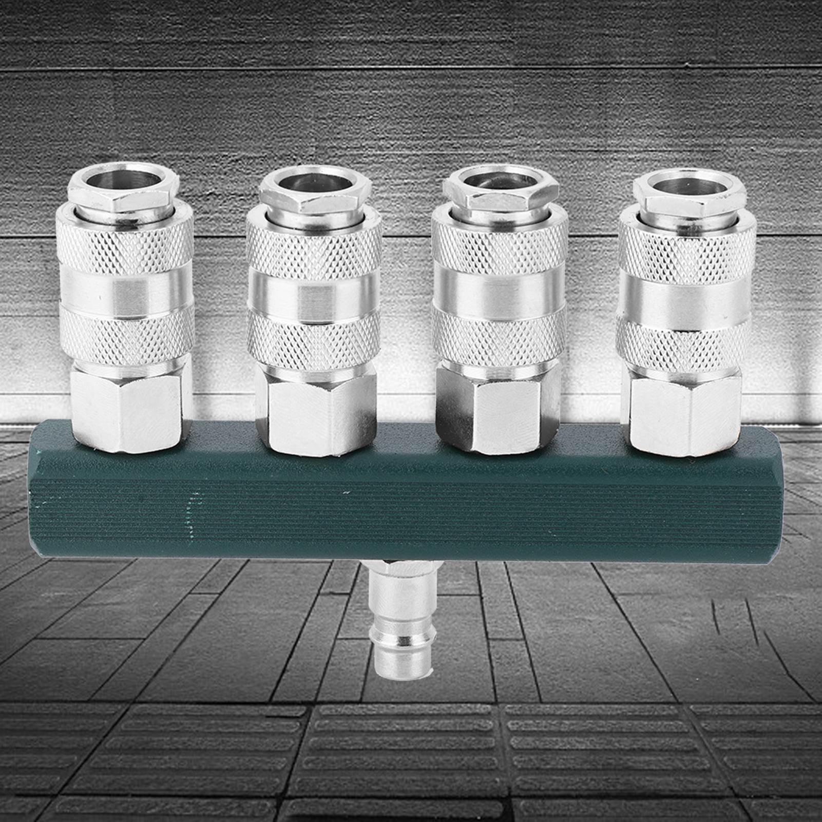 4 Way Quick Connector 1/4in NPT Thread Air Hose Coupler Pneumatic Fittings♡