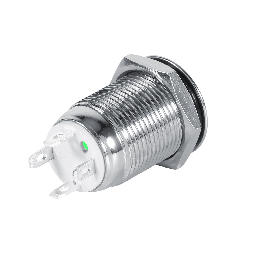 ⁺12mm Power Push Button Switch Waterproof Momentary Type Green LED 3V