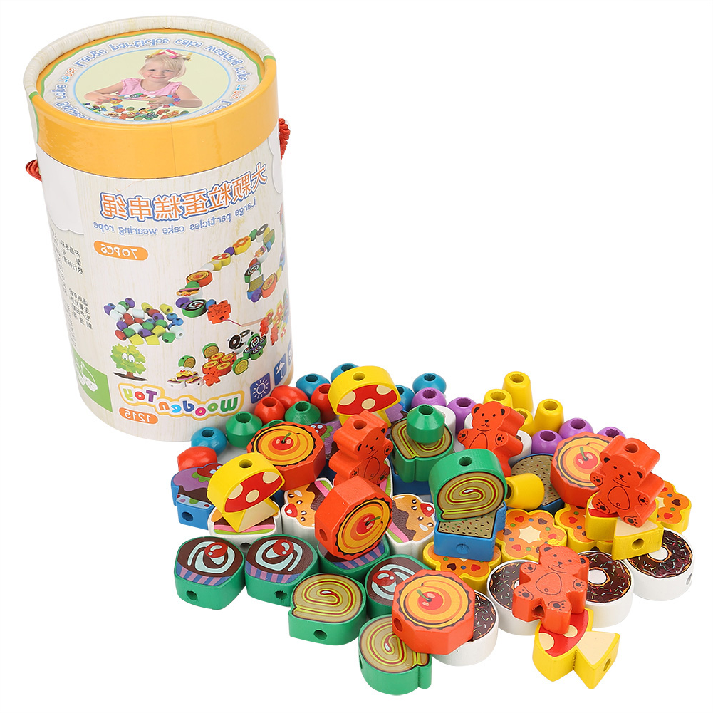 Colorful Wooden Beads Stringing Threading Educational Toy Children Kids Pr KRI✈️