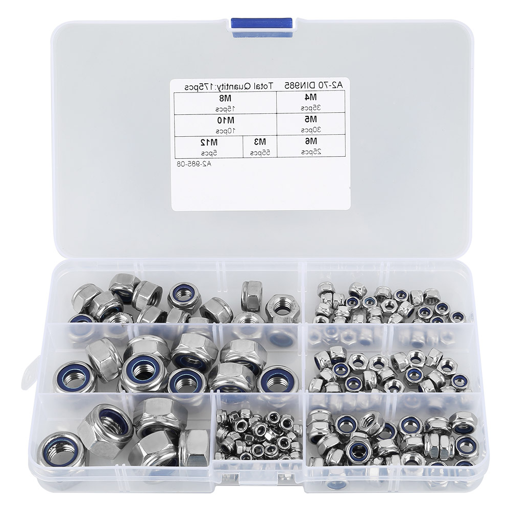 175pcs M3 M4 M5 M6 M8 M10 M12 Stainless Steel Hex Nuts Screw Assorted Kit KRI✈️