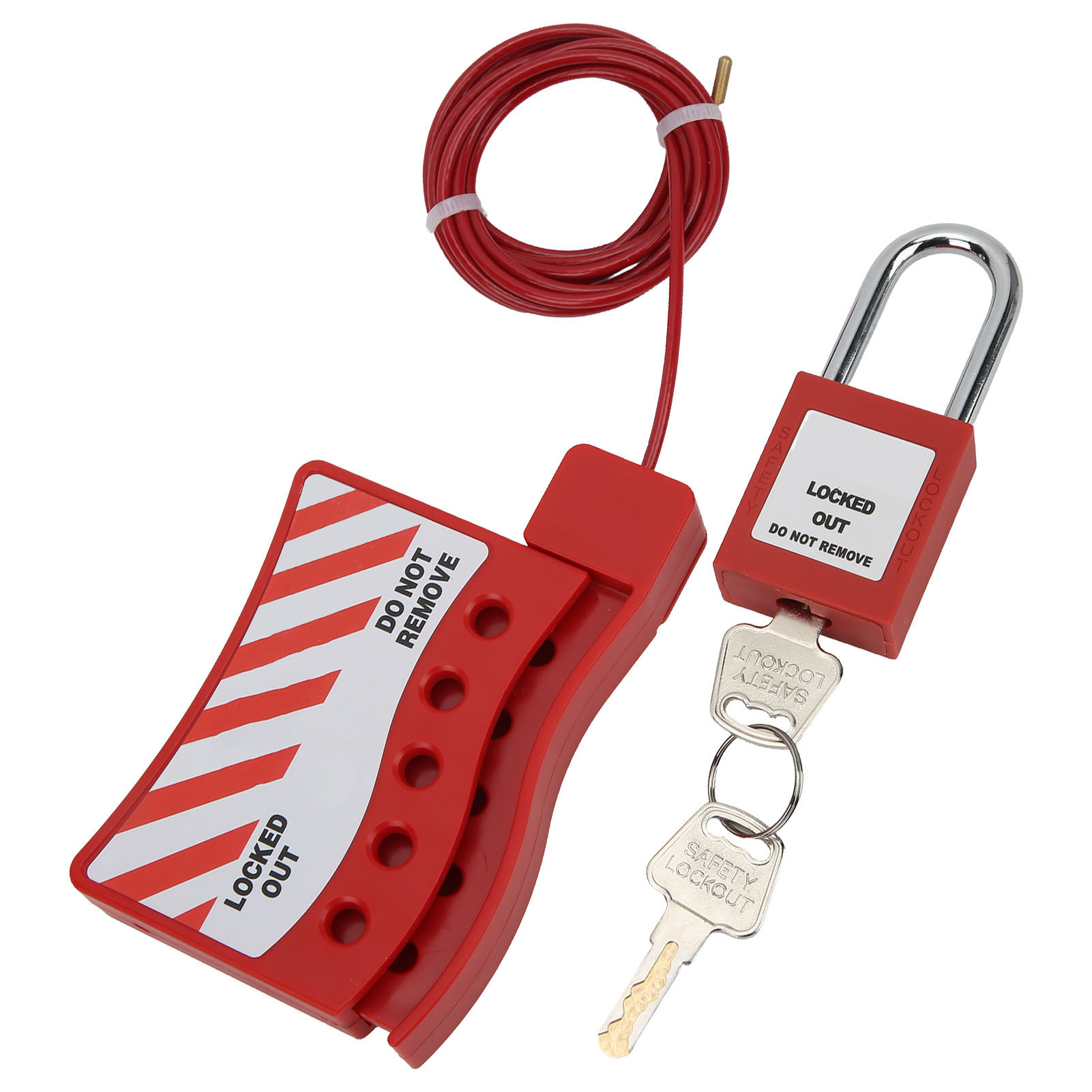 °Cable Lock Adjustable Metal Security Cable Lockout With 38mm Padlock For Gate