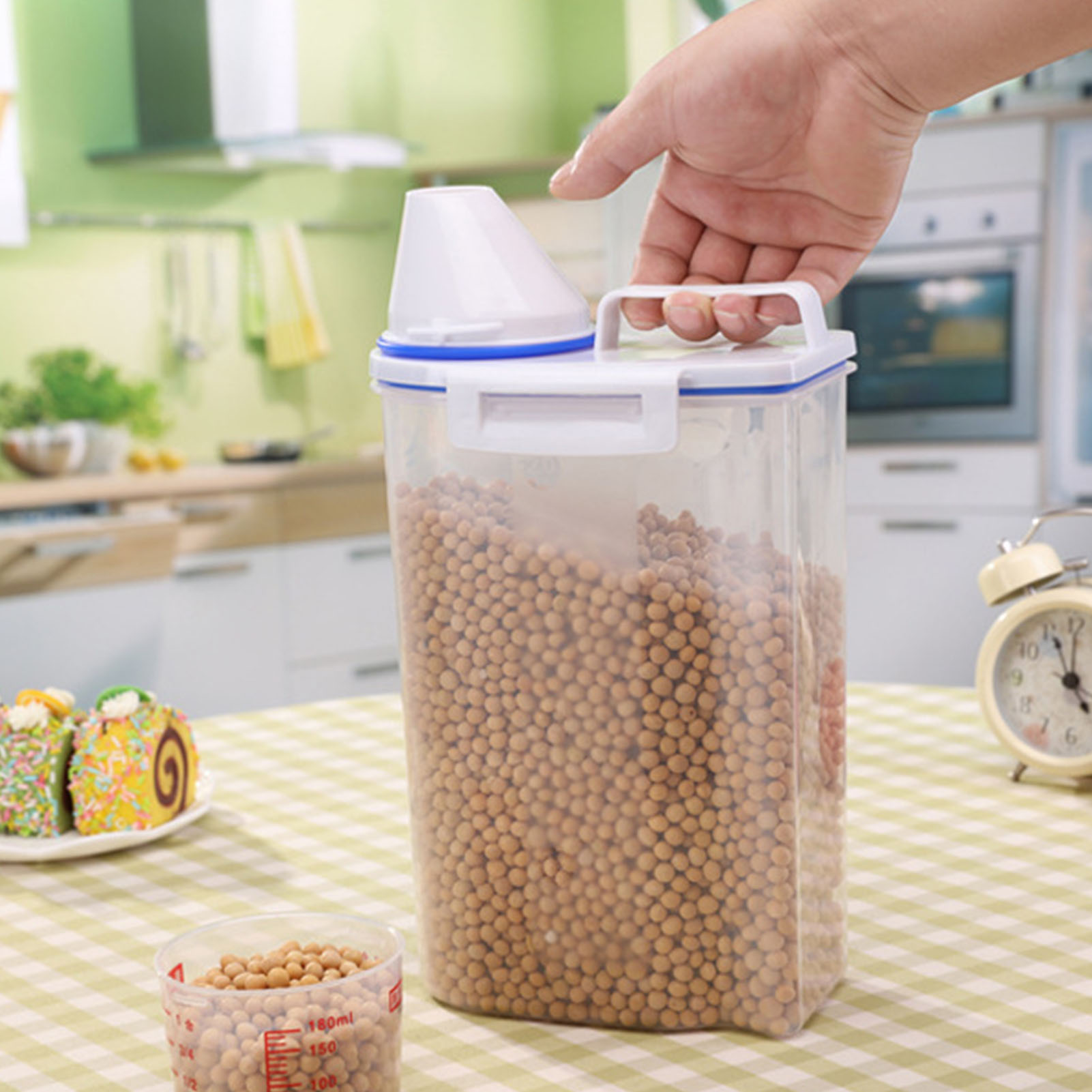 For Rice Storage Barrel 2KG Capacity Airtight Cereal Container With