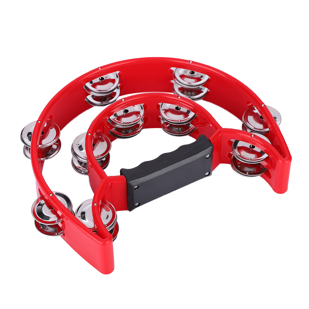 Double Row Jingles Handbell Tambourine Percussion Musical Instrument(Red) UK