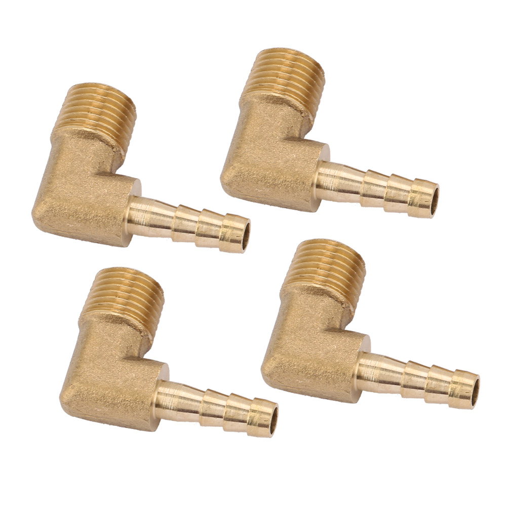 4Pcs Brass Male Thread Elbow Hose Tail Barb Connector Fitting G1/4 6mm KRI✈️