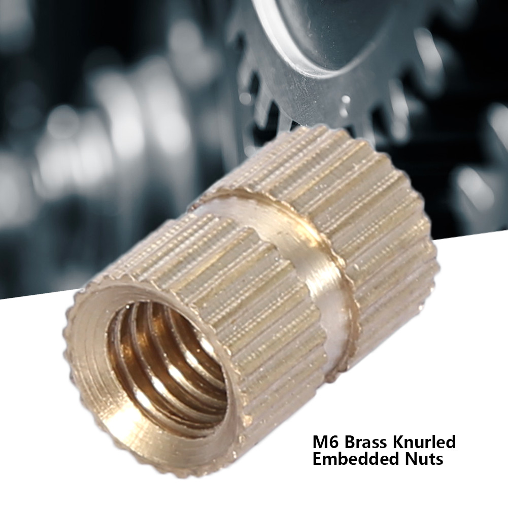 10pcs M6 Brass Cylinder Knurled Round Molded In Insert Embedded Nuts (M6*1 KRI✈️