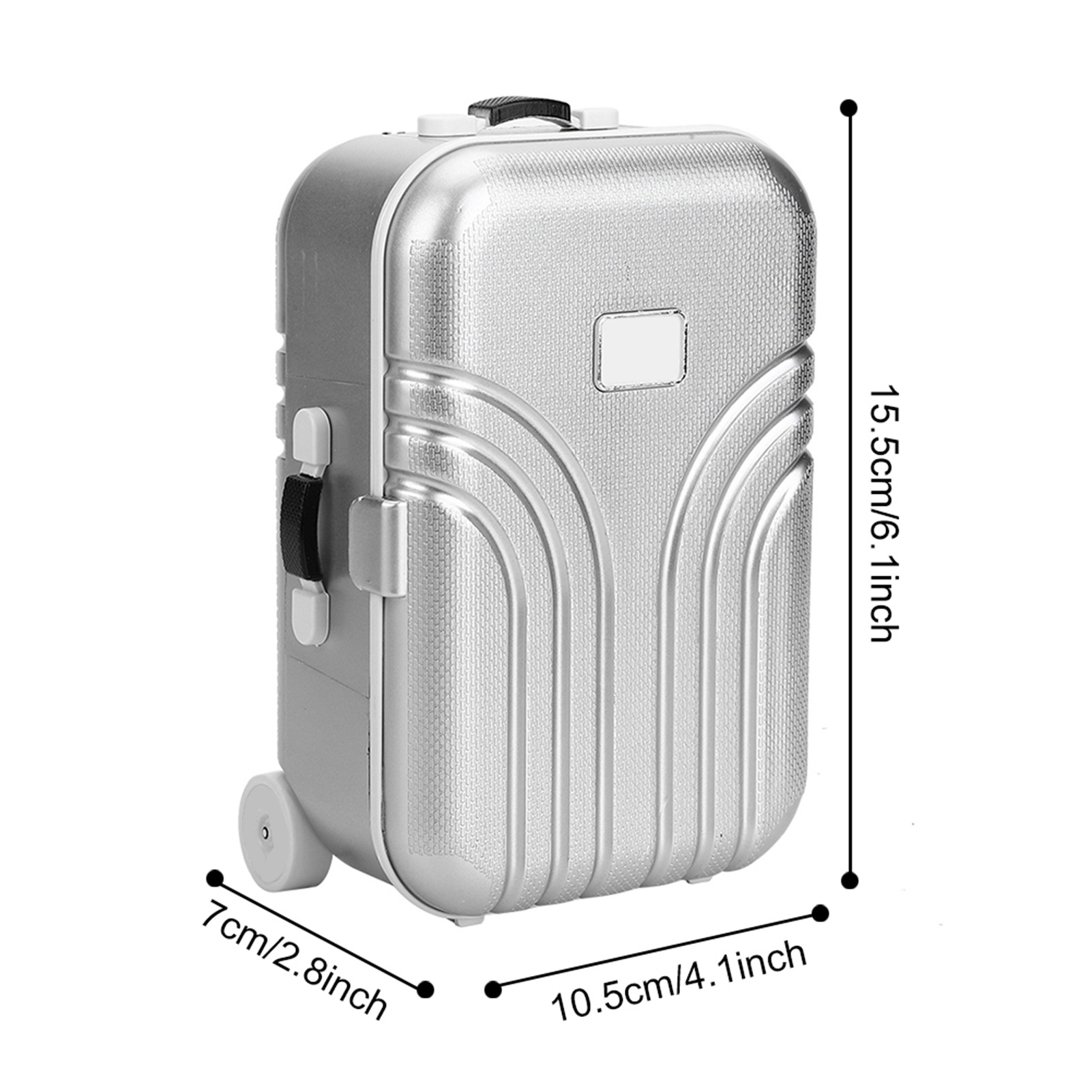 Baby Suitcase Toy Cute Plastic Rolling Suitcase Mini Luggage Box (Silver) KRI✈️