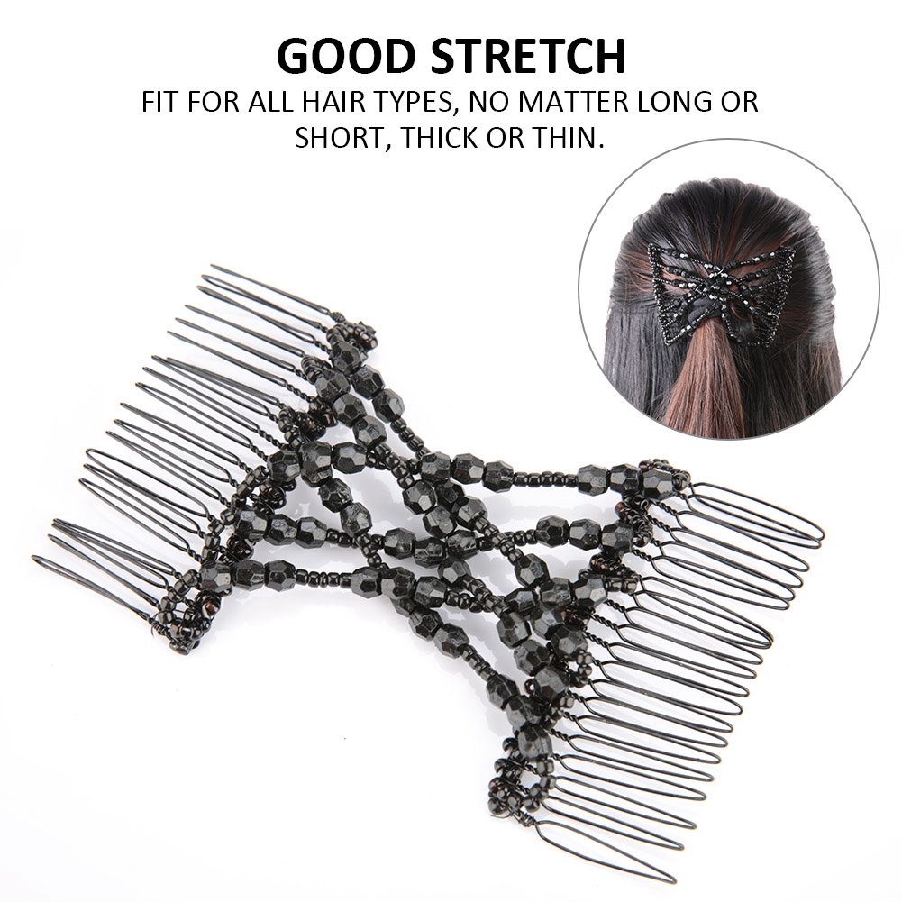 Magic Hair Comb Clip Beads Stretchy Double Comb Hair Disk Black KRI✈️
