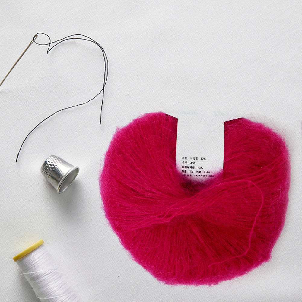 Popular Soft Mohair Pashm Knit Angora Long Wool Yarn (rose Red) KRI✈️