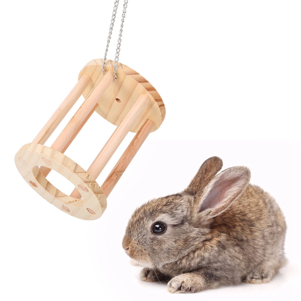 Wooden Pet Chinchilla Hamster Guinea Pigs Chew Play Grass Basket Cage Play KRI✈️