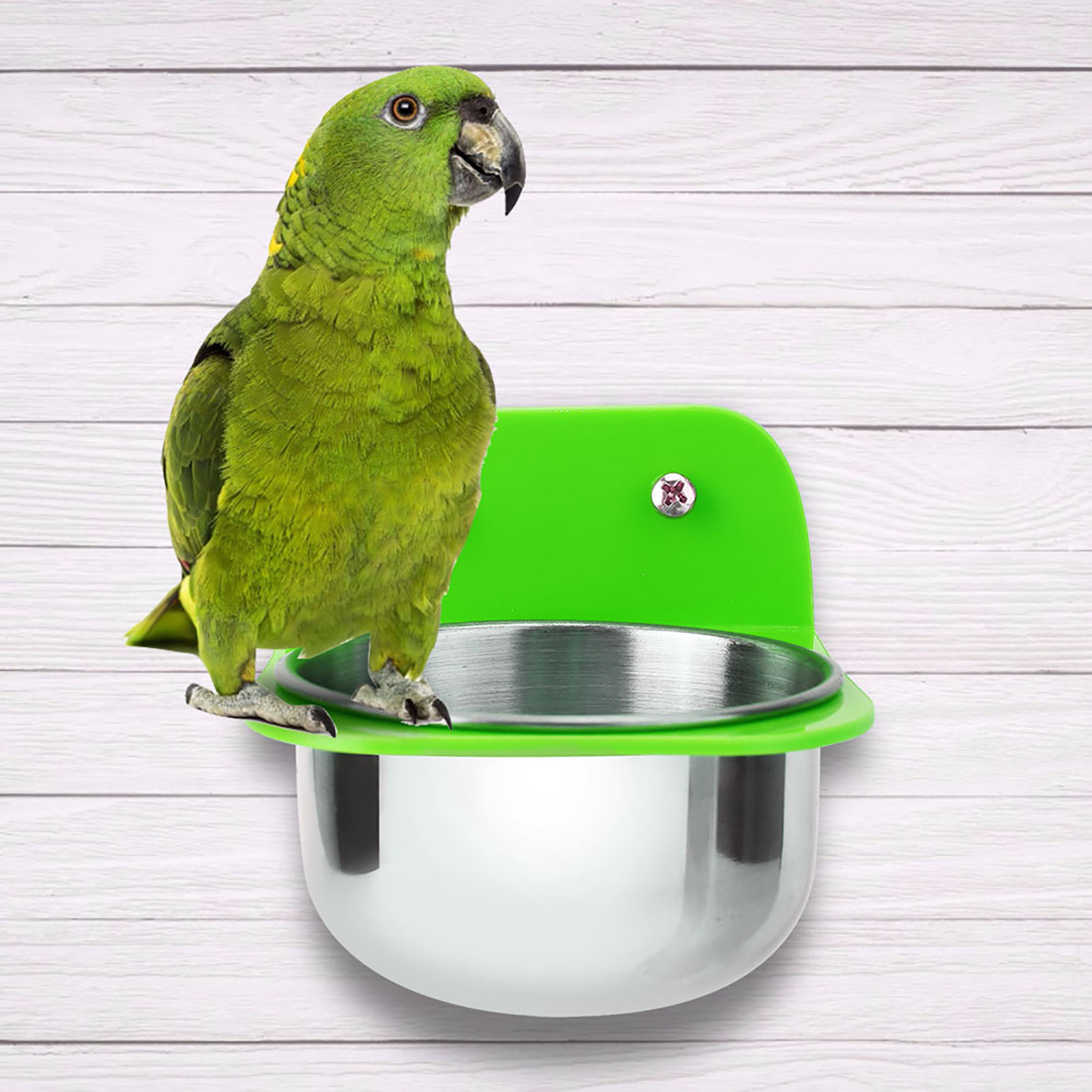 Portable Bird Pet Animal Metal Food Water Feeding Bowl Container Cup (Gree KRI✈️